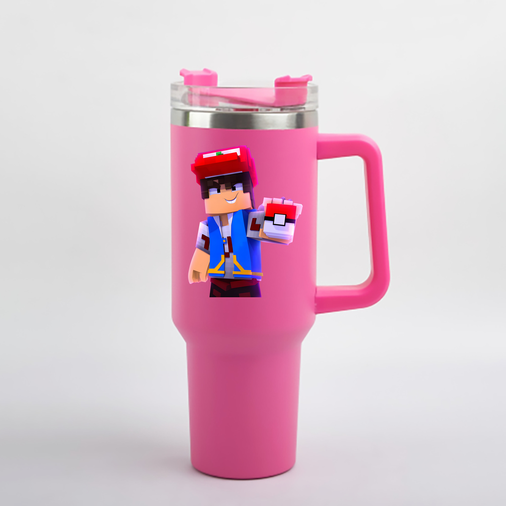 （画像用） マインクラフト ブロックの世界 Minecraft MC Block world 1200mL車用タンブラー - クリスタルステッカー（プラスチックストロー付き）